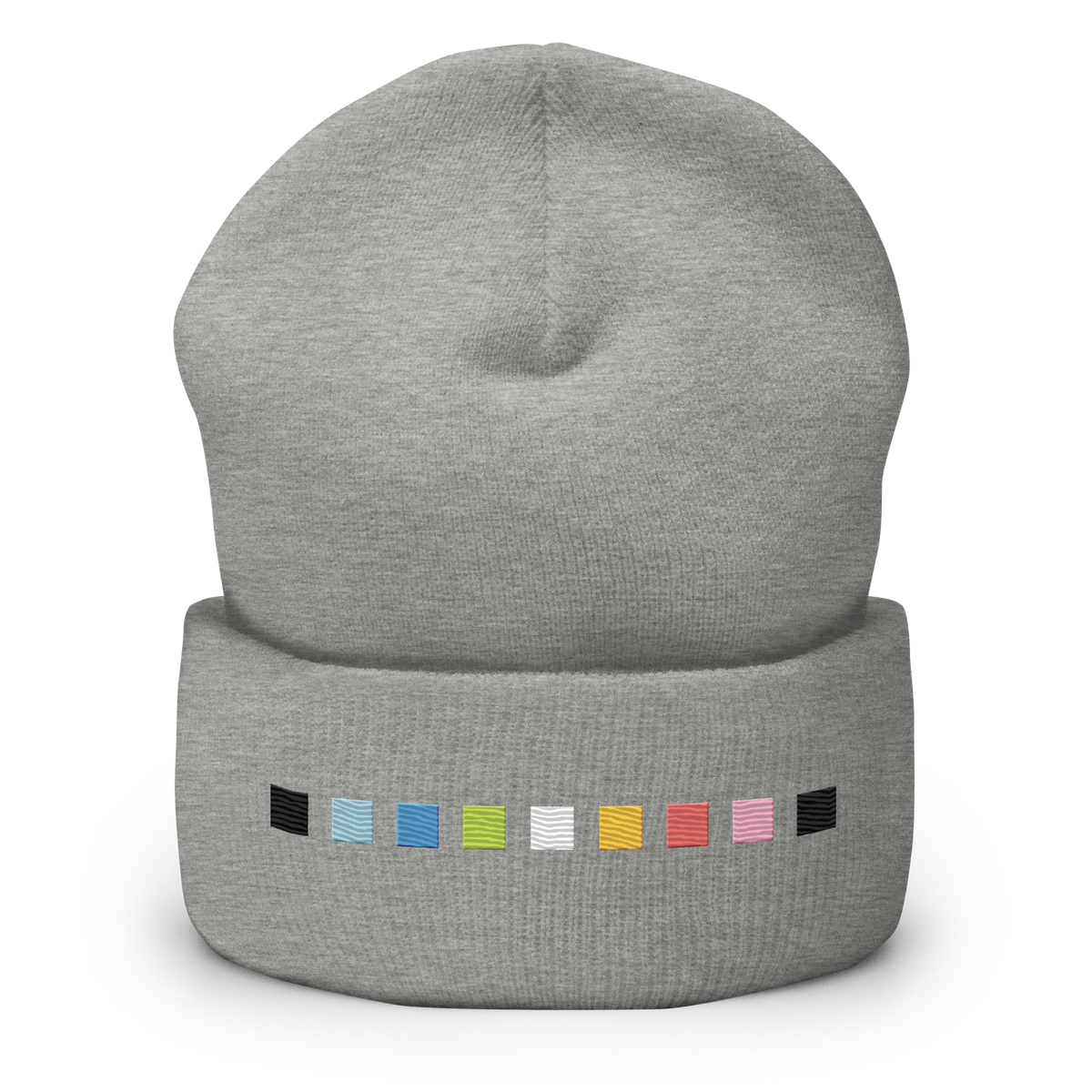 Embroidered Queer Beanie: Pride Flag Horizontal Square Design