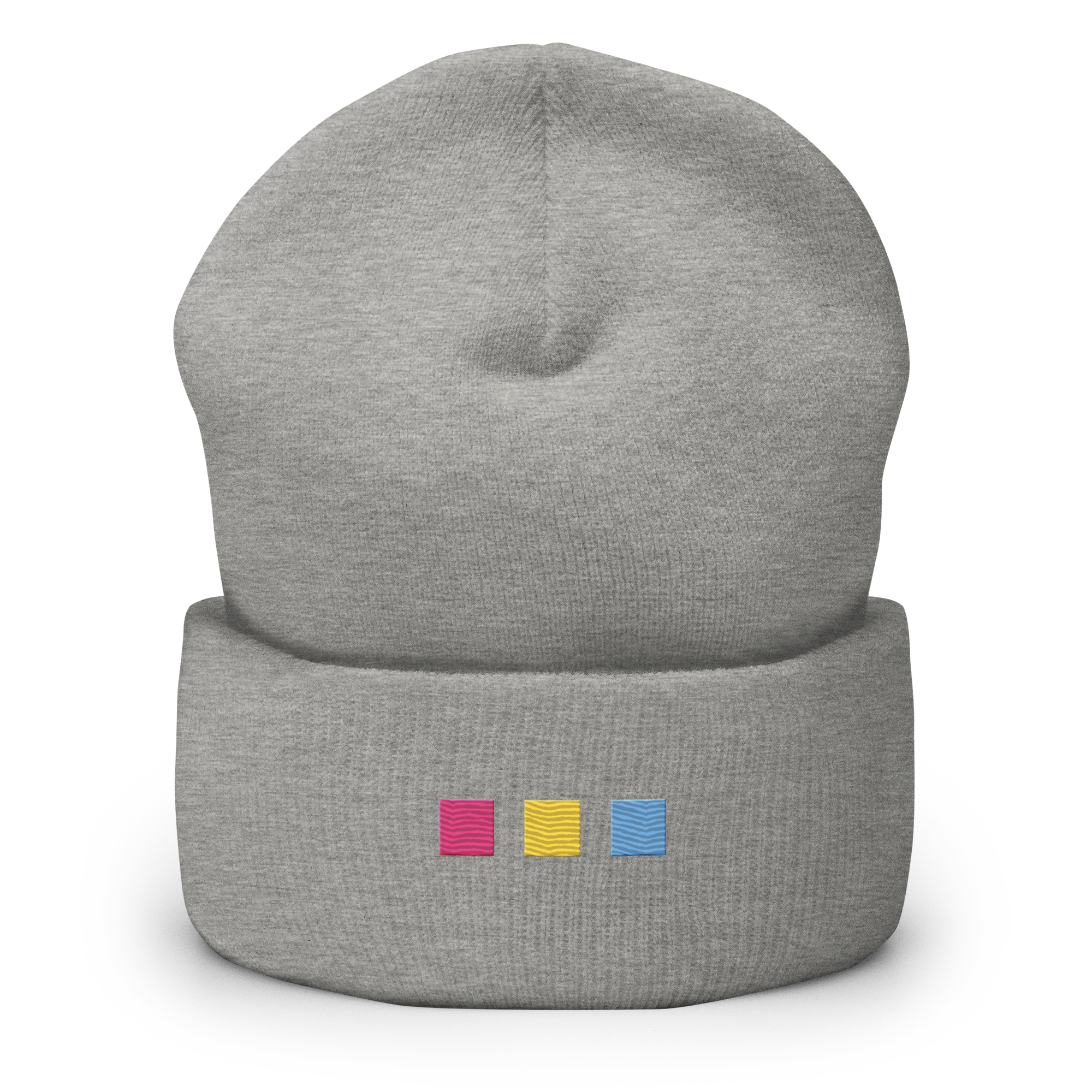 Embroidered Pansexual Beanie: Pride Flag Horizontal Square Design