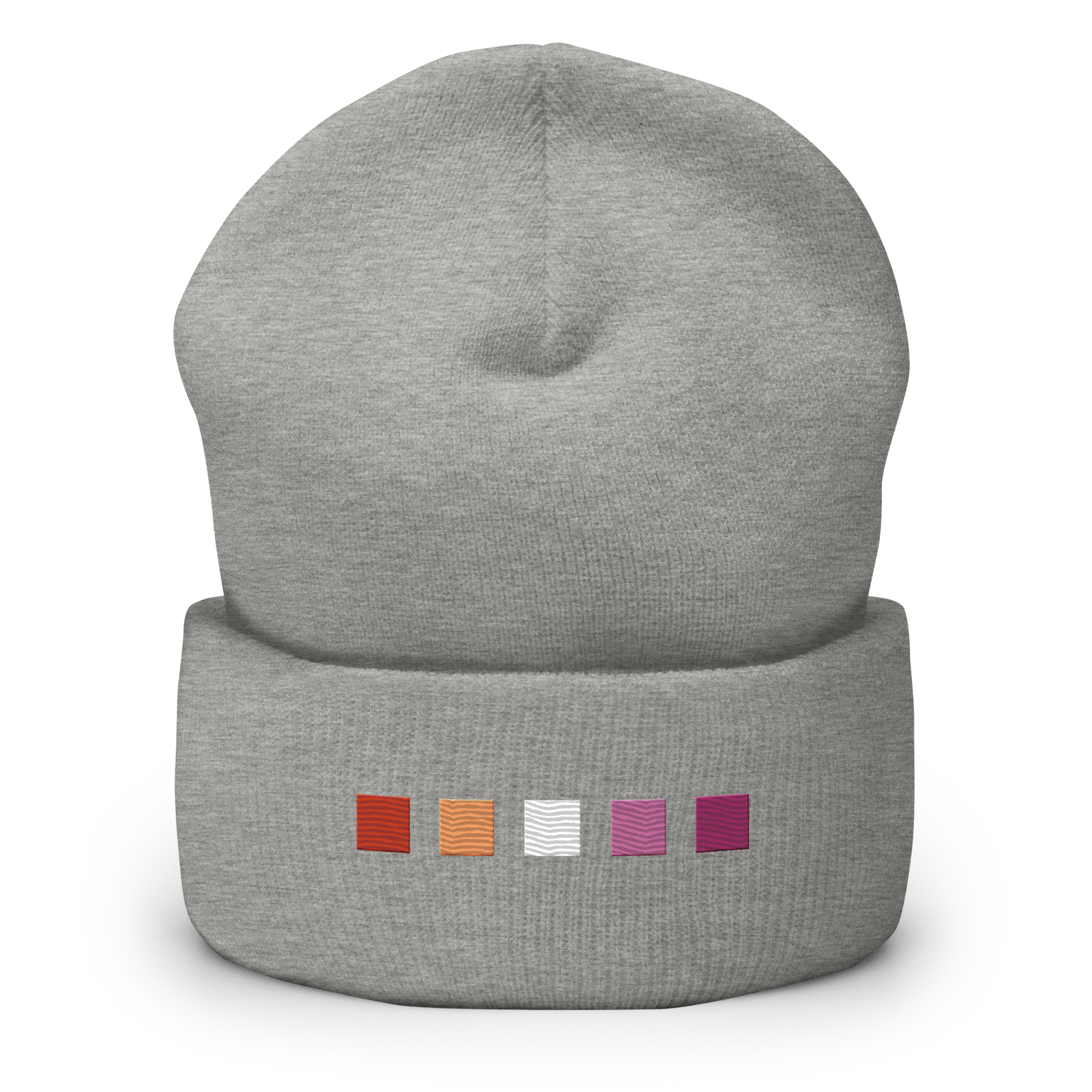 Embroidered Lesbian Beanie: Pride Flag Horizontal Square Design