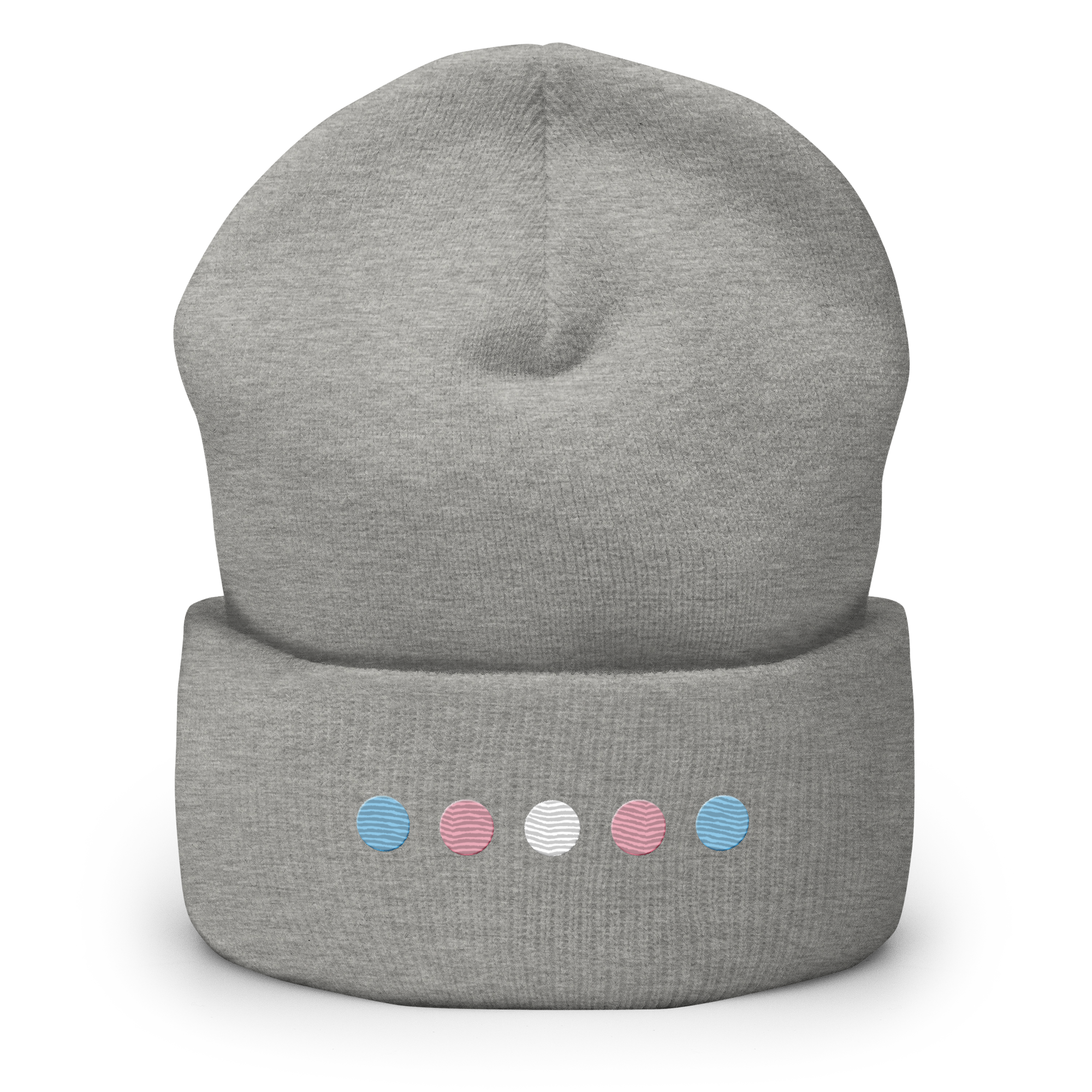 Embroidered Transgender Beanie: Pride Flag Horizontal Circle Design