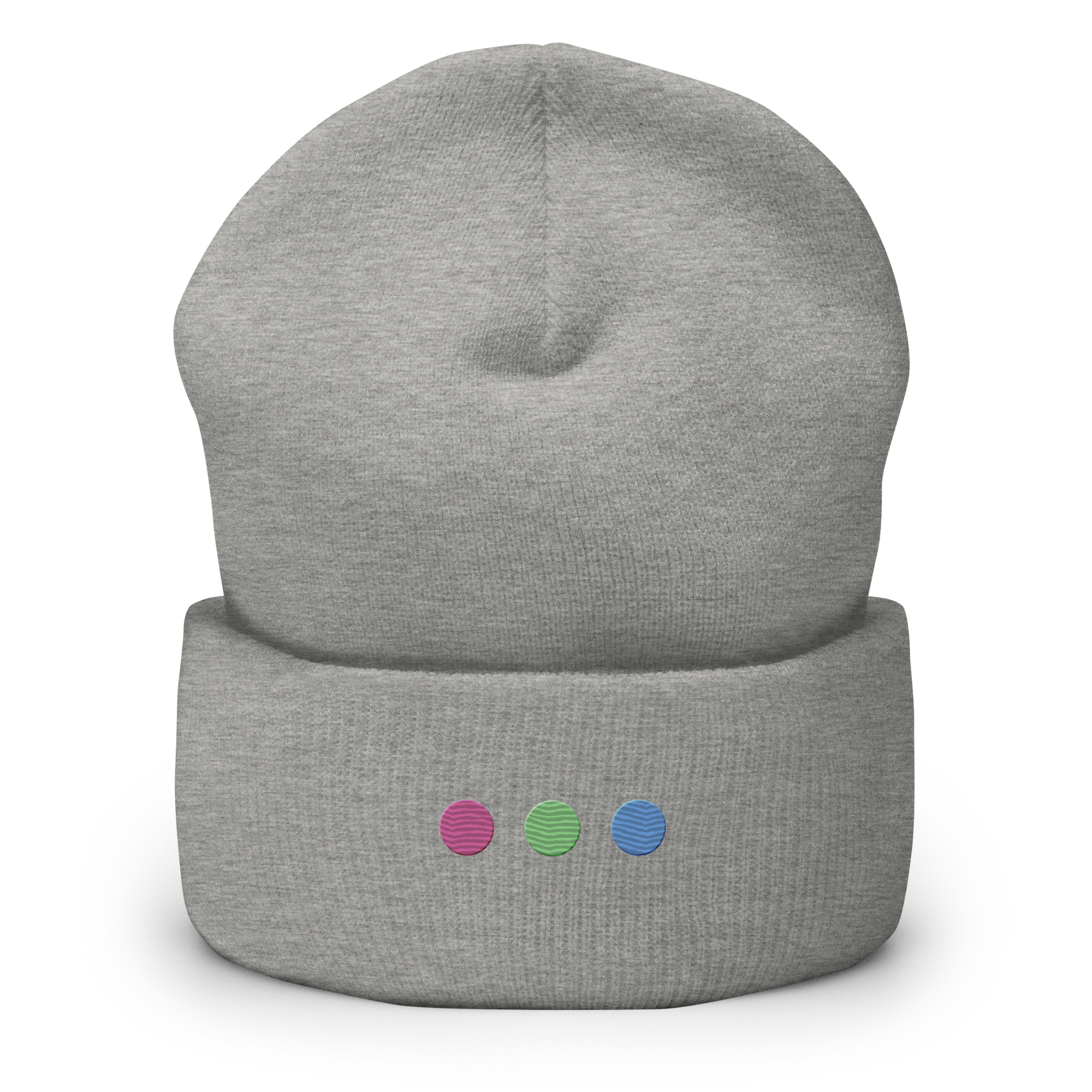 Embroidered Polysexual Beanie: Pride Flag Horizontal Circle Design