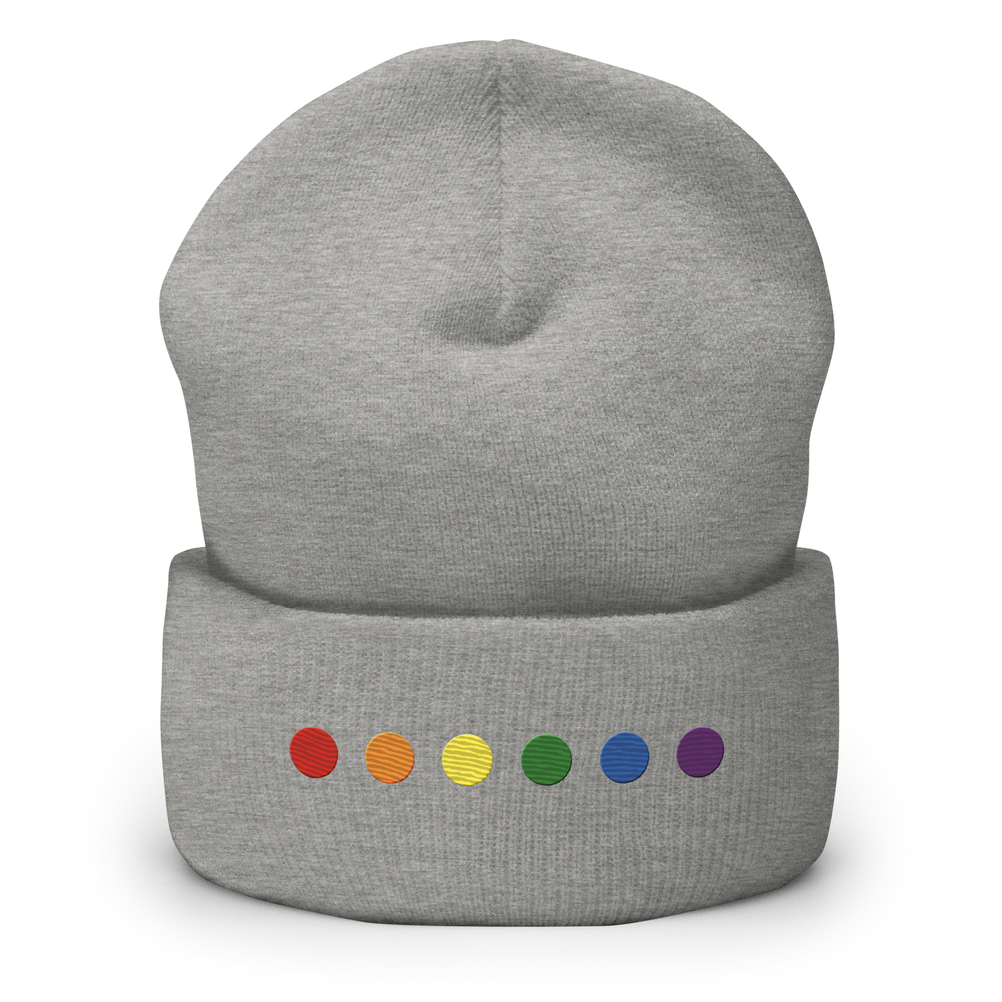 Embroidered Pride Beanie: Pride Flag Horizontal Circle Design