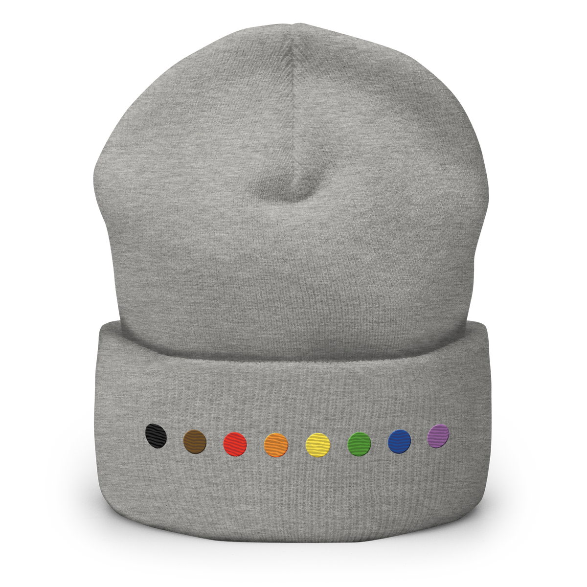 Embroidered Philly Pride Beanie: Pride Flag Horizontal Circle Design
