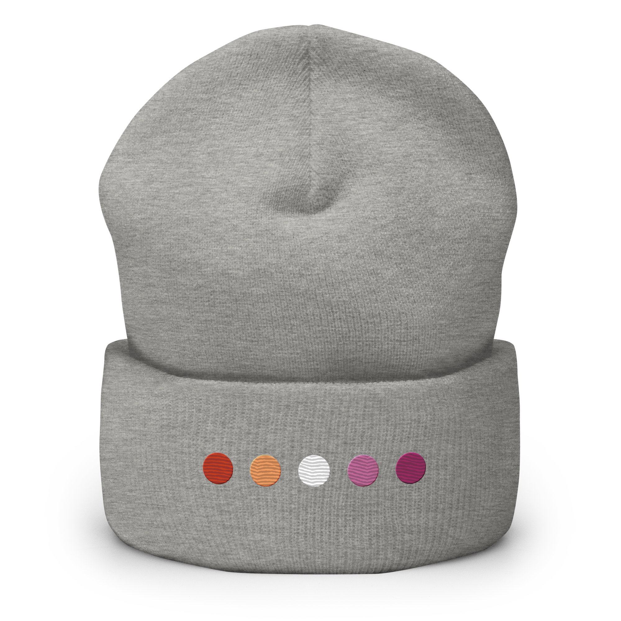 Embroidered Lesbian Beanie: Pride Flag Horizontal Circle Design