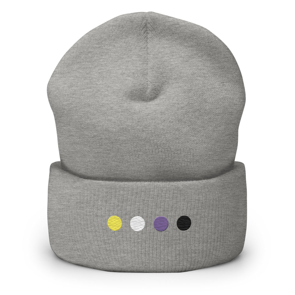 Embroidered Nonbinary Beanie: Pride Flag Horizontal Circle Design