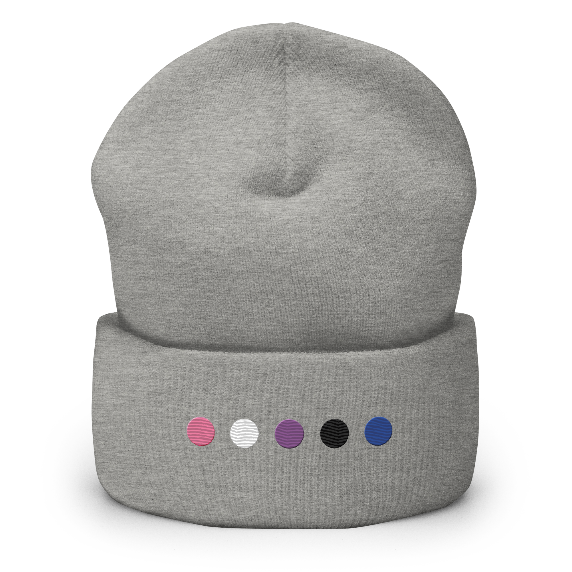 Embroidered Genderfluid Beanie: Pride Flag Horizontal Circle Design