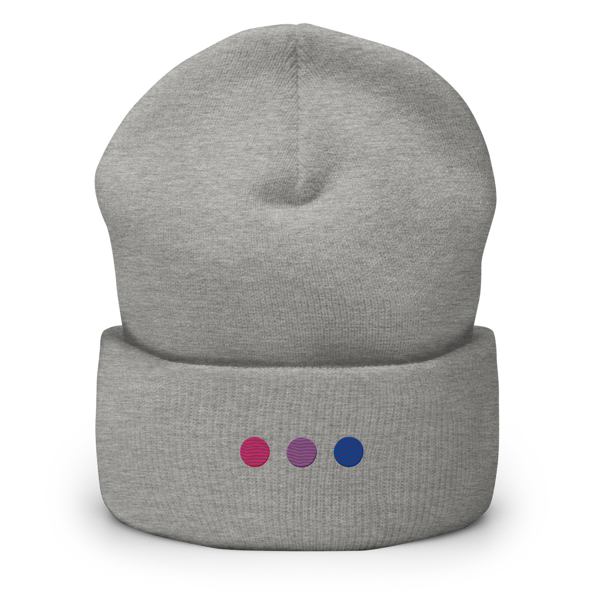 Embroidered Bisexual Beanie: Pride Flag Horizontal Circle Design