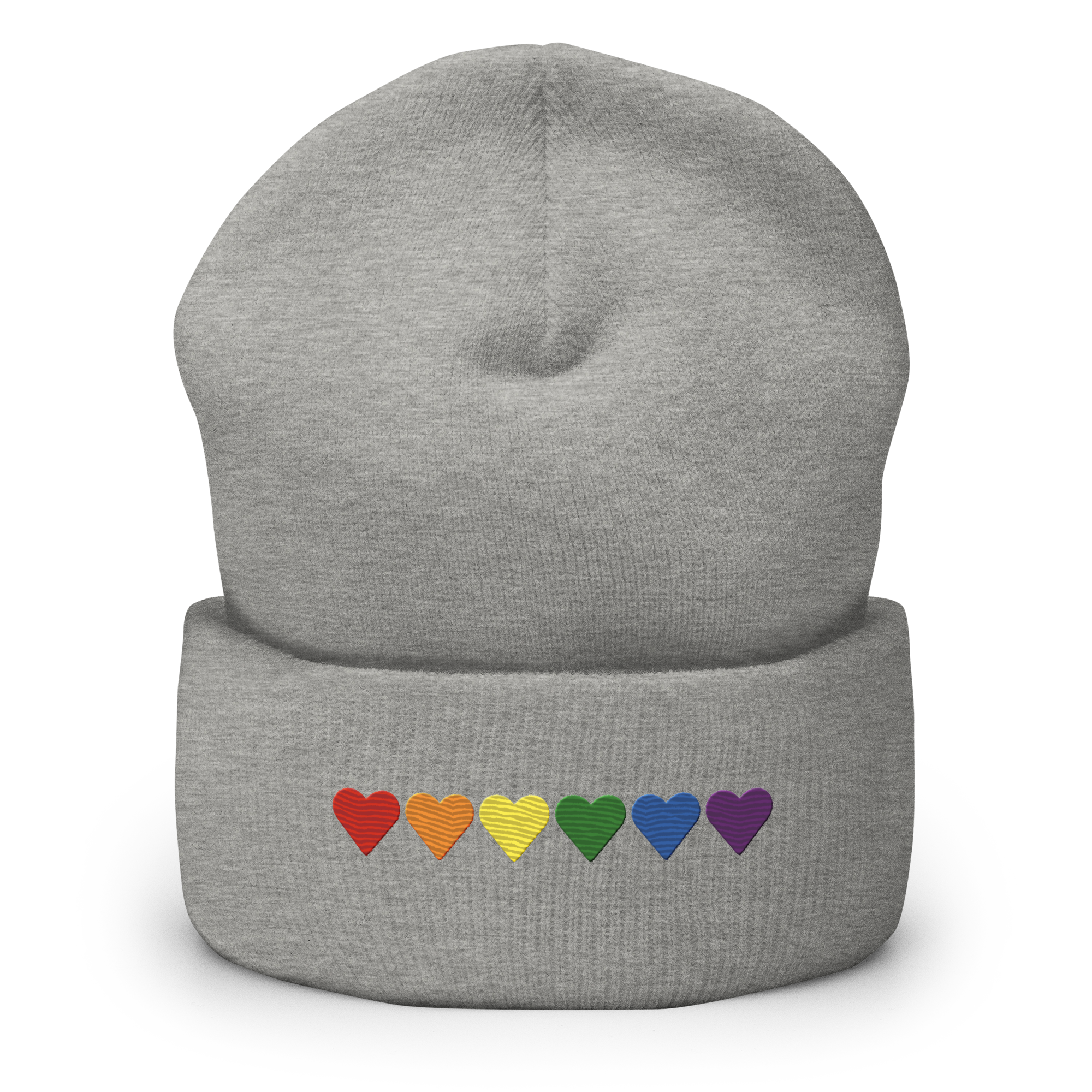 Embroidered Pride Beanie: Pride Flag Horizontal Heart Design