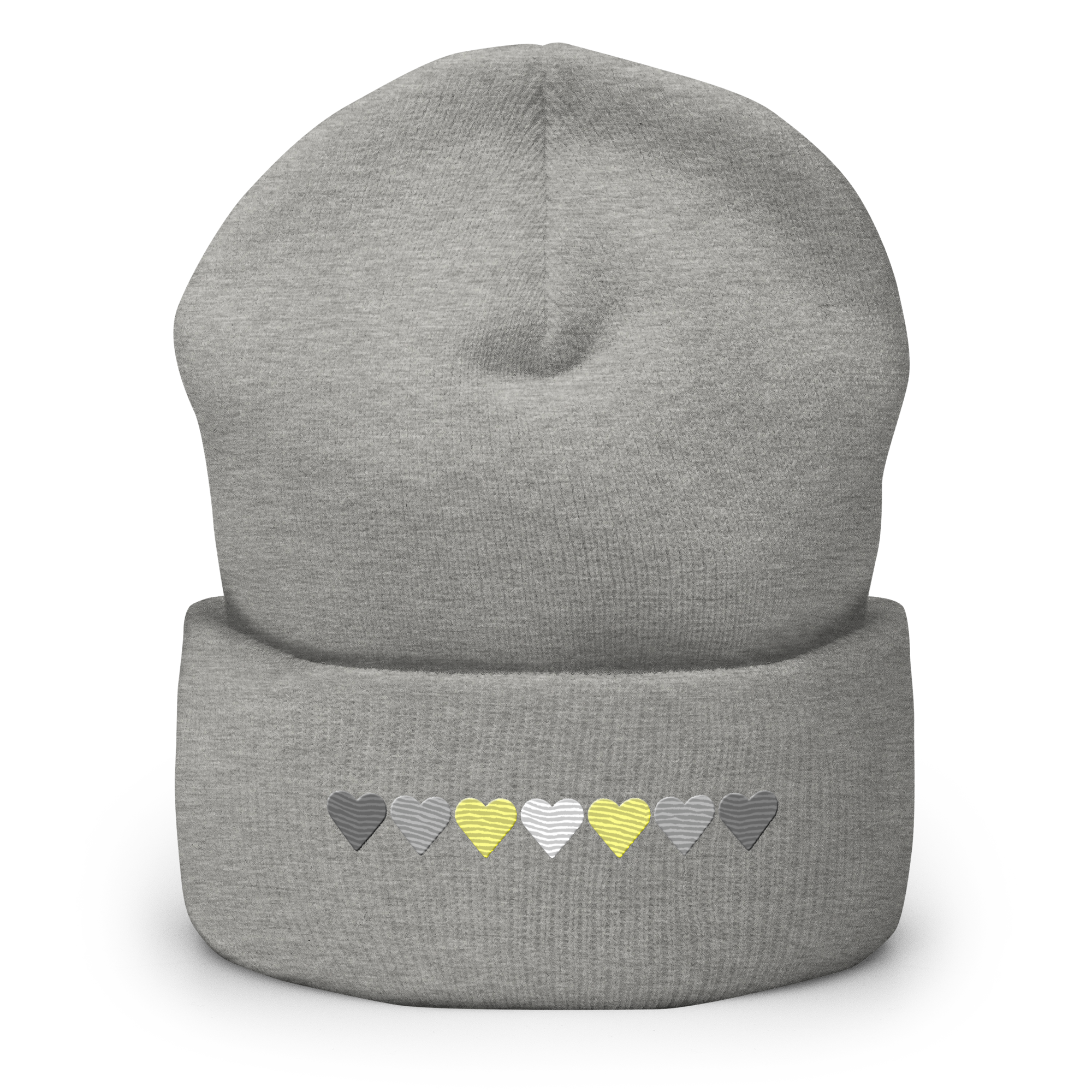 Embroidered Demigender Beanie: Pride Flag Horizontal Heart Design