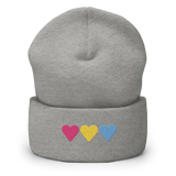 Embroidered Pansexual Beanie: Pride Flag Horizontal Heart Design