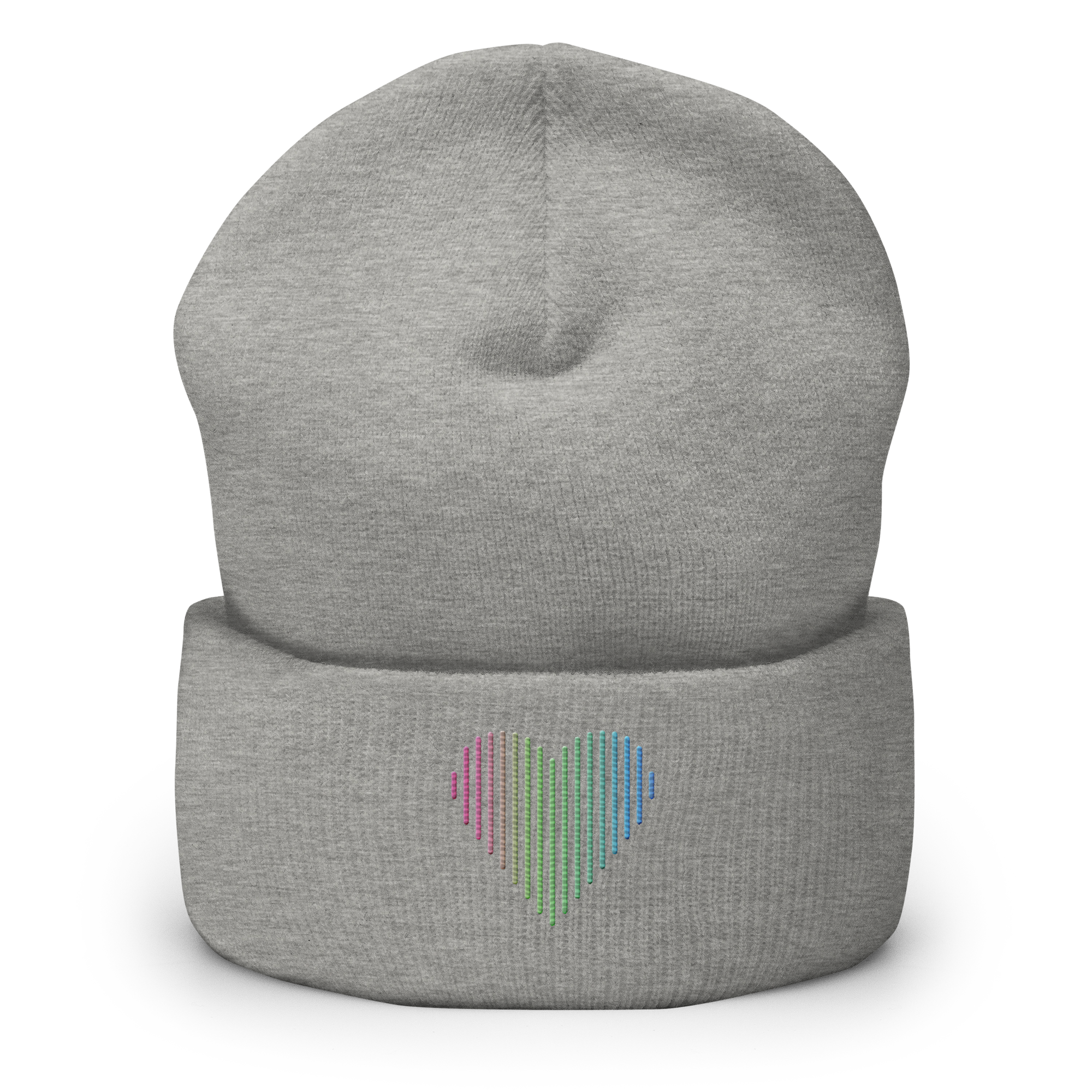 Polysexual Heart Lines Beanie: Embroidered Pride Gradient Hat