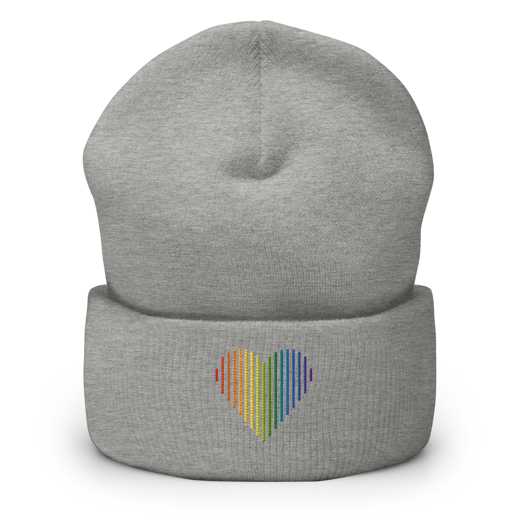 Pride Heart Lines Beanie: Embroidered Pride Gradient Hat