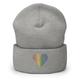 Pride Heart Lines Beanie: Embroidered Pride Gradient Hat