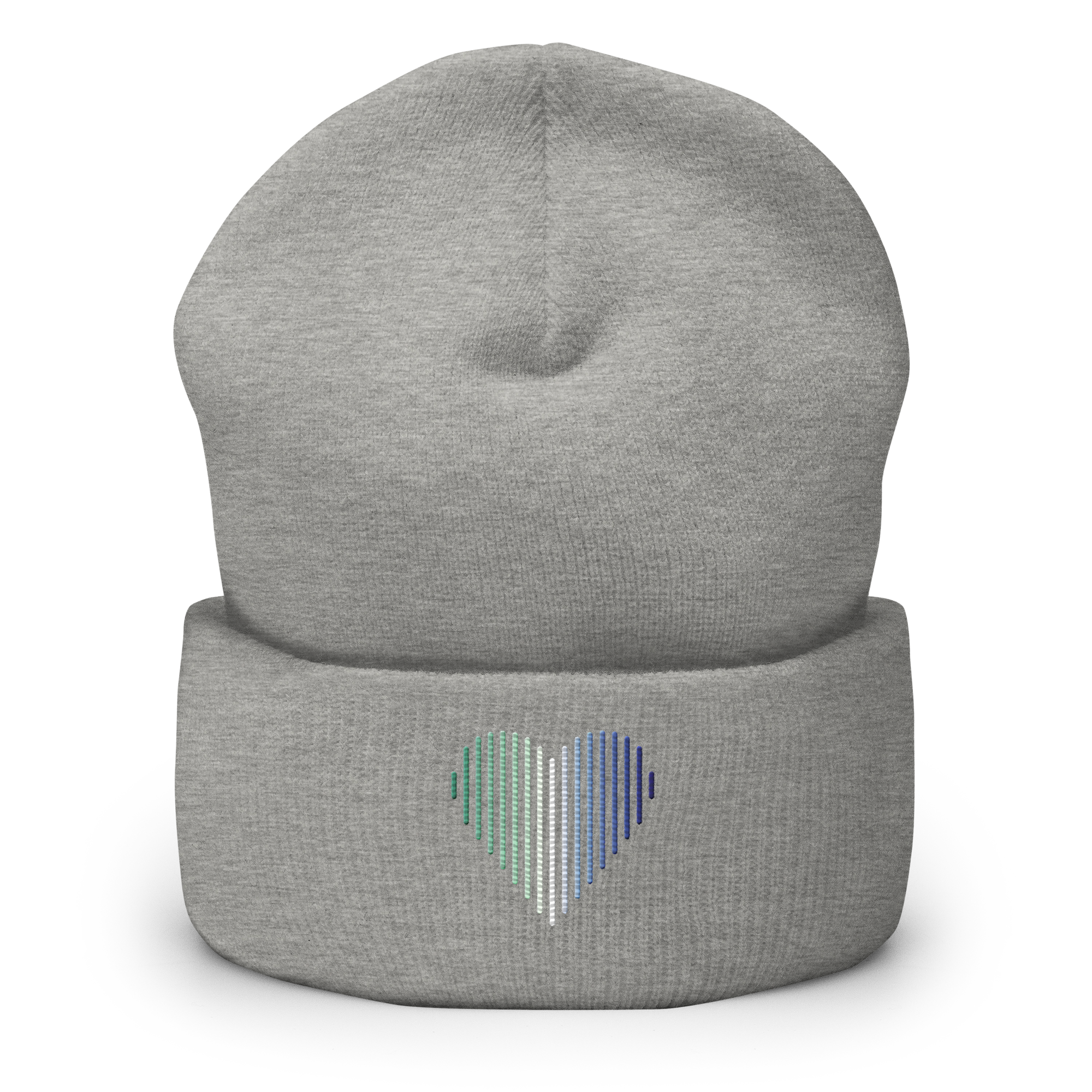Gay Pride Heart Lines Beanie: Embroidered Pride Gradient Hat