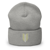 Demigender Heart Lines Beanie: Embroidered Pride Gradient Hat