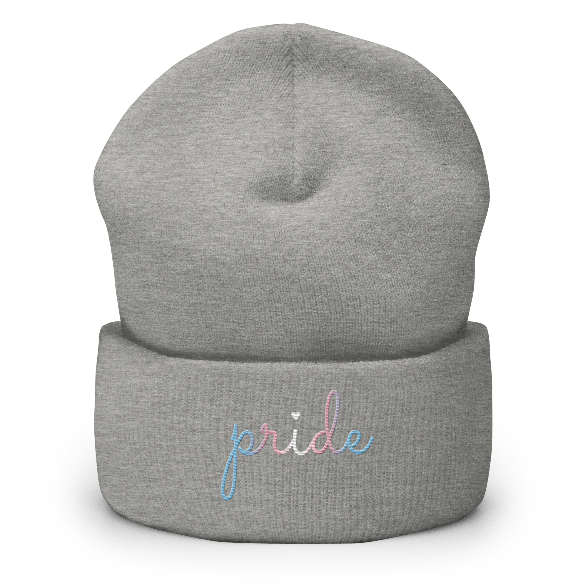 Transgender Pride Beanie: Cursive 'Pride' in Gradient Colors