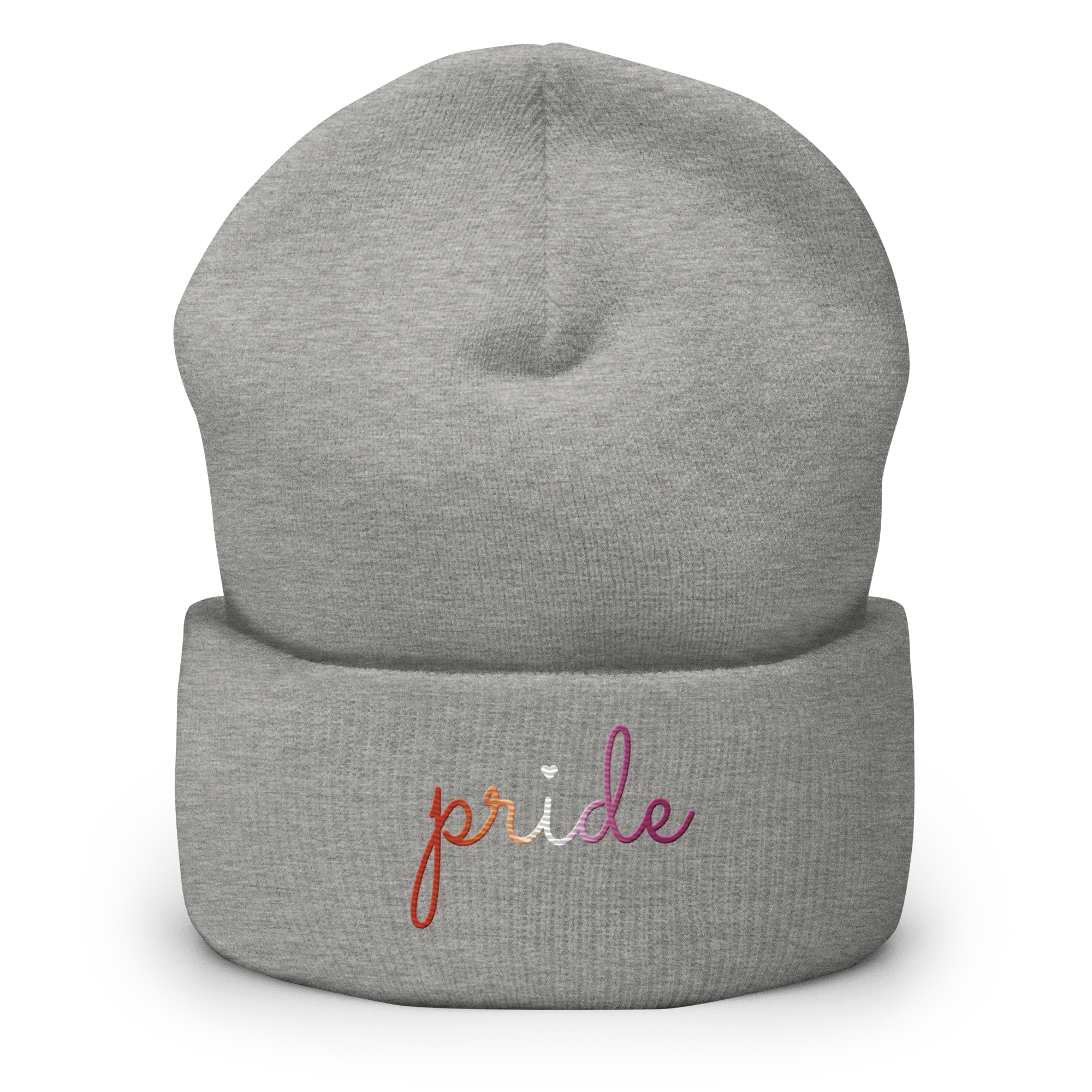 Lesbian Pride Beanie: Cursive 'Pride' in Gradient Colors