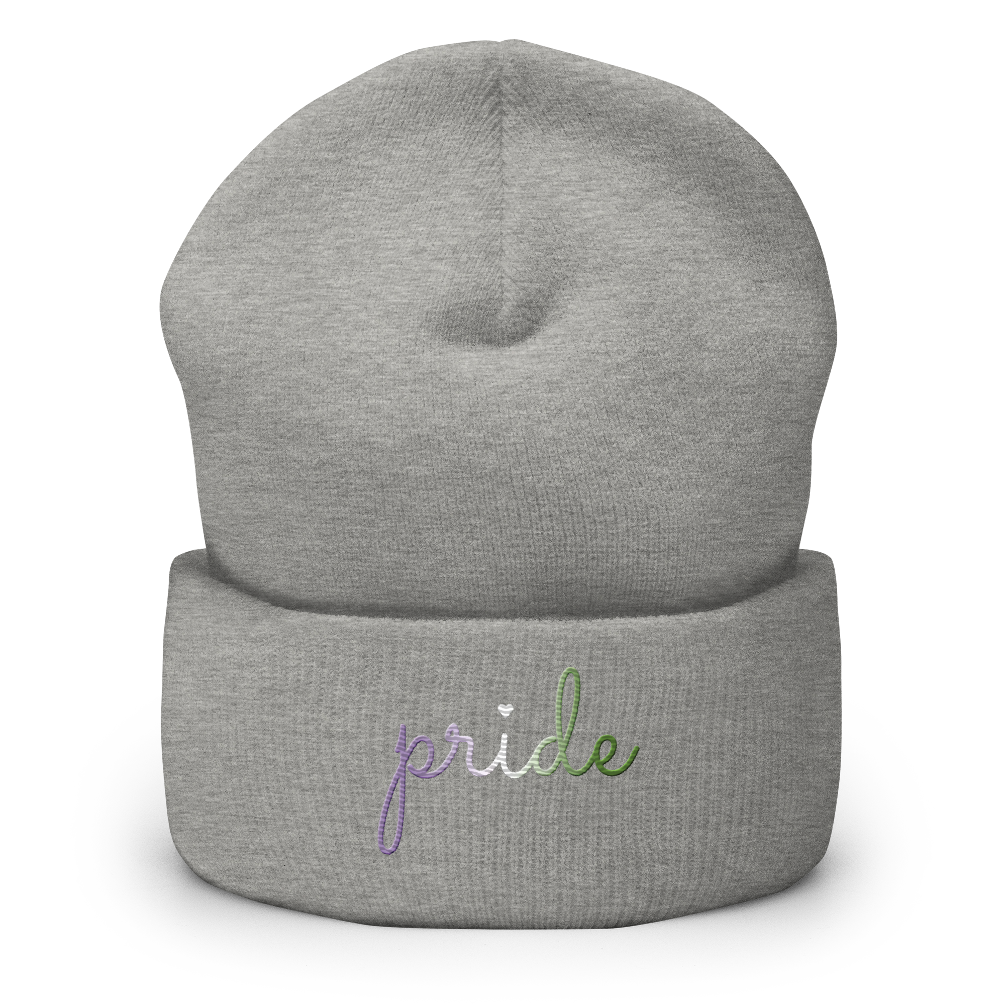 Genderqueer Pride Beanie: Cursive 'Pride' in Gradient Colors