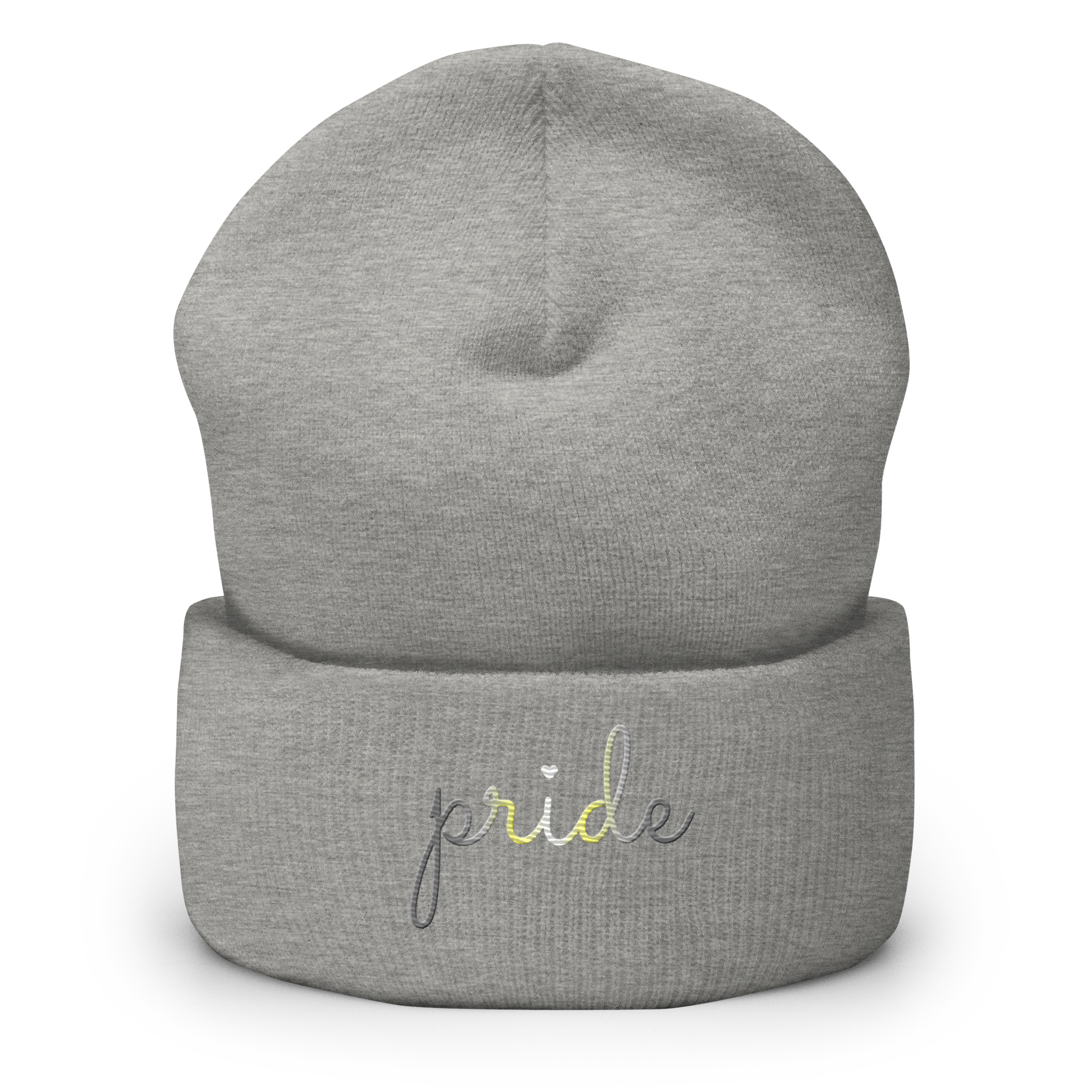Demigender Pride Beanie: Cursive 'Pride' in Gradient Colors