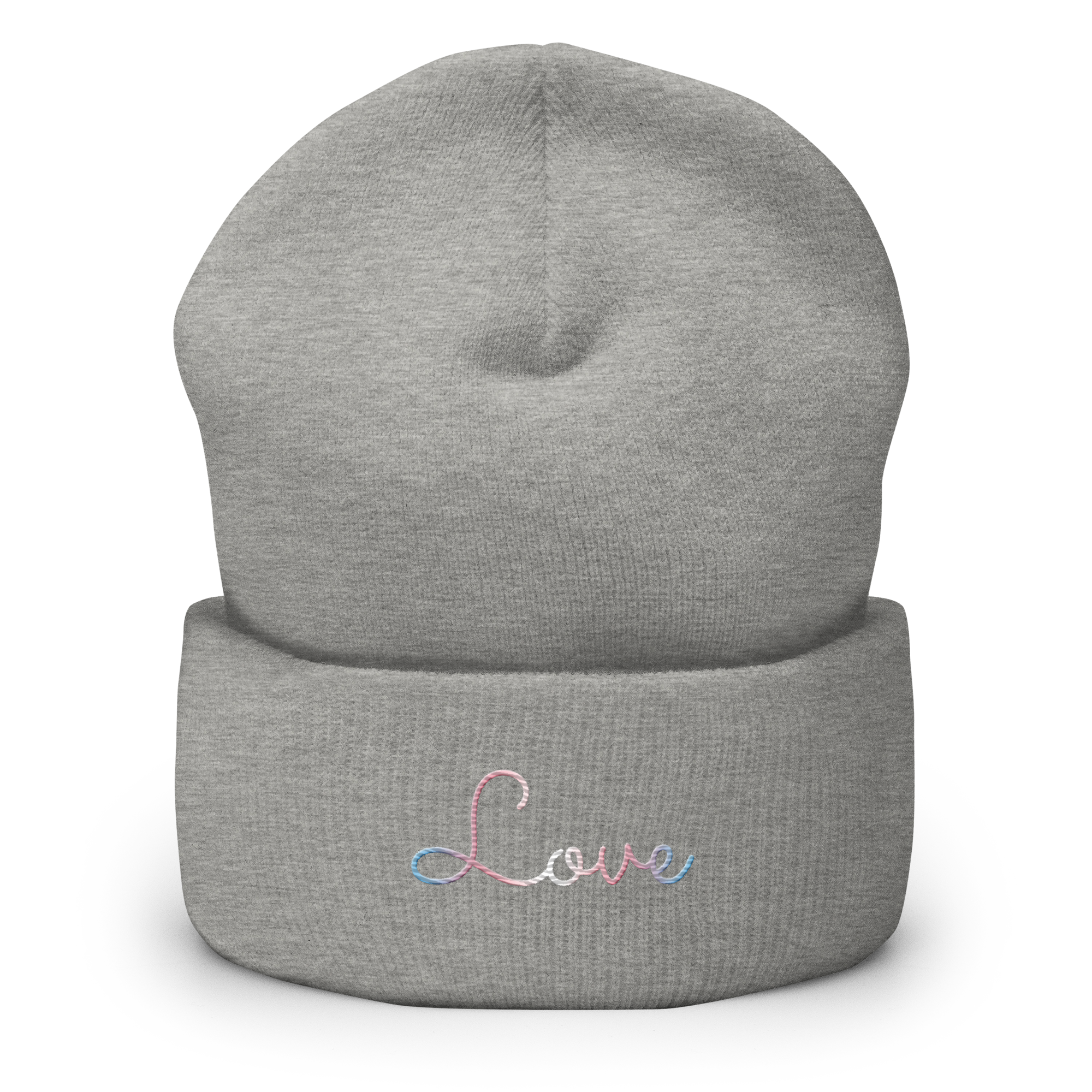 Transgender Love Script Beanie: Ellegantly Embroidered Pride Hat