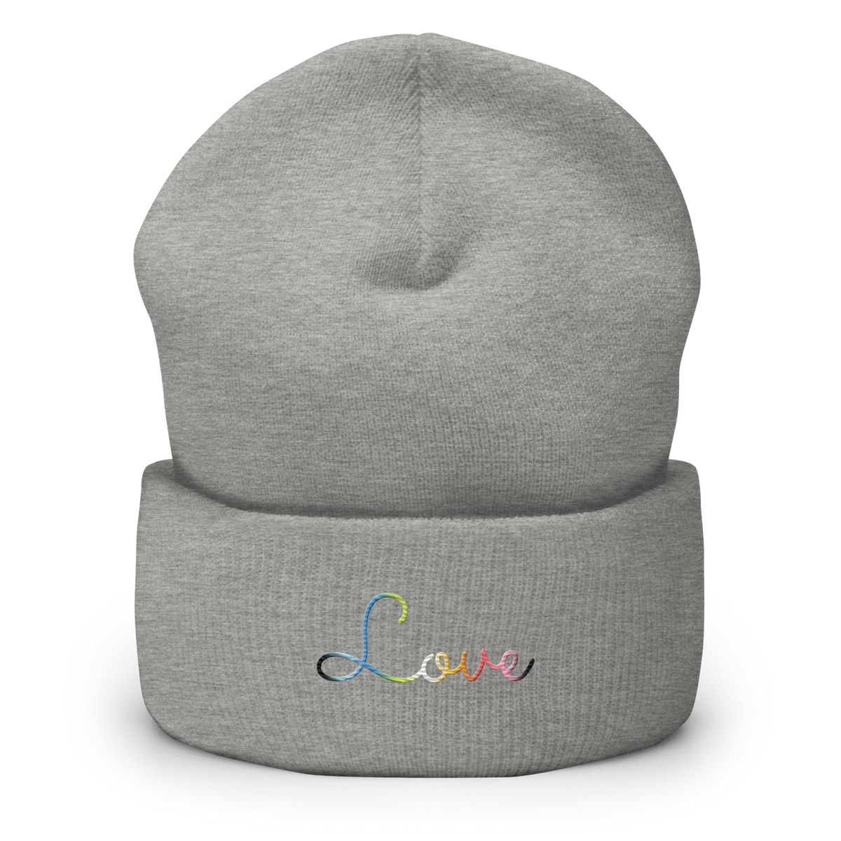 Queer Love Script Beanie: Ellegantly Embroidered Pride Hat