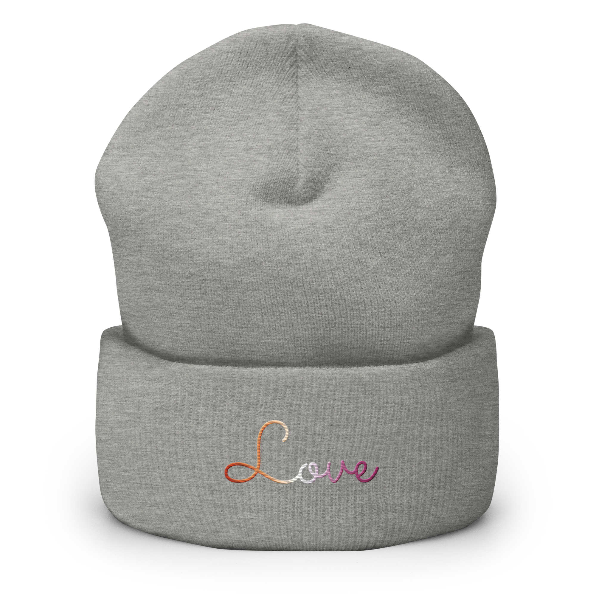 Lesbian Love Script Beanie: Ellegantly Embroidered Pride Hat