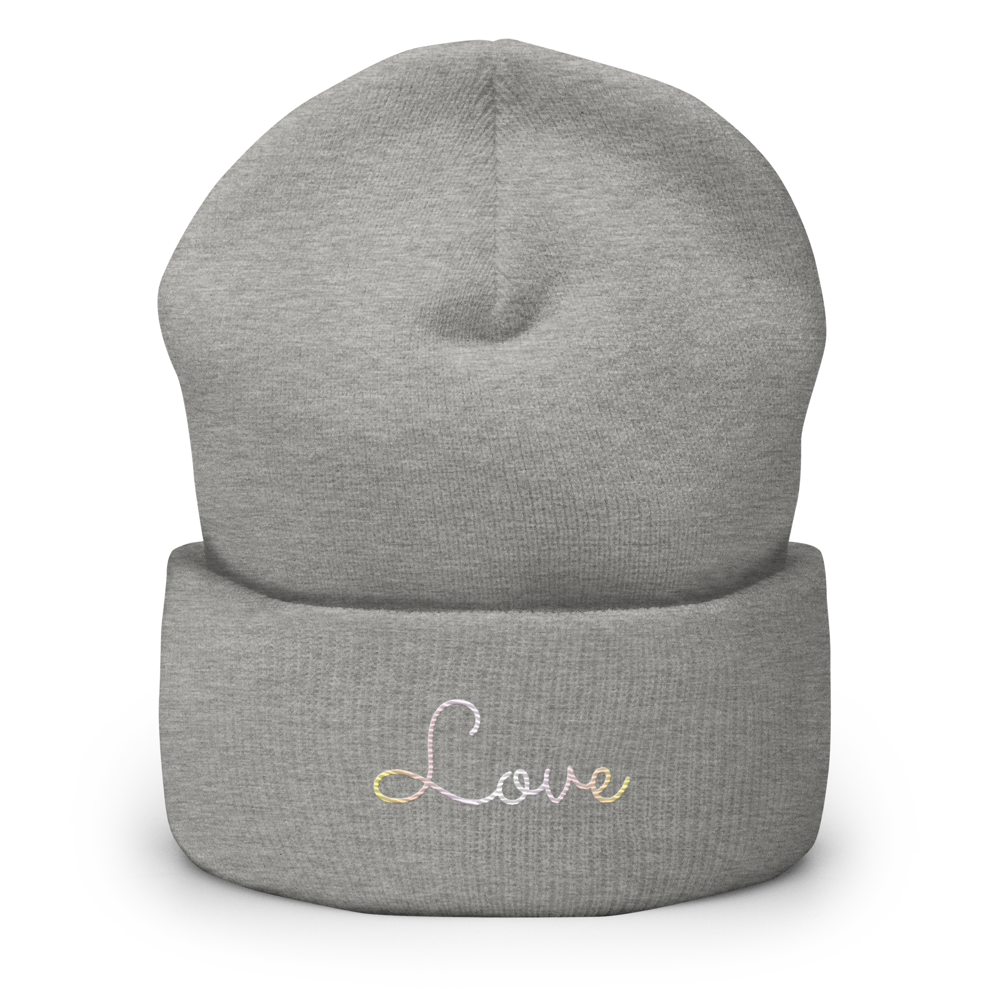 Pangender Love Script Beanie: Ellegantly Embroidered Pride Hat