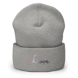 Genderfluid Love Script Beanie: Ellegantly Embroidered Pride Hat