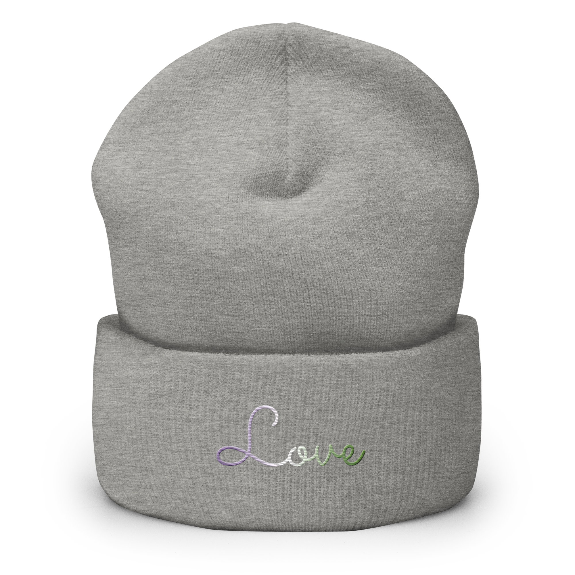 Genderqueer Love Script Beanie: Ellegantly Embroidered Pride Hat