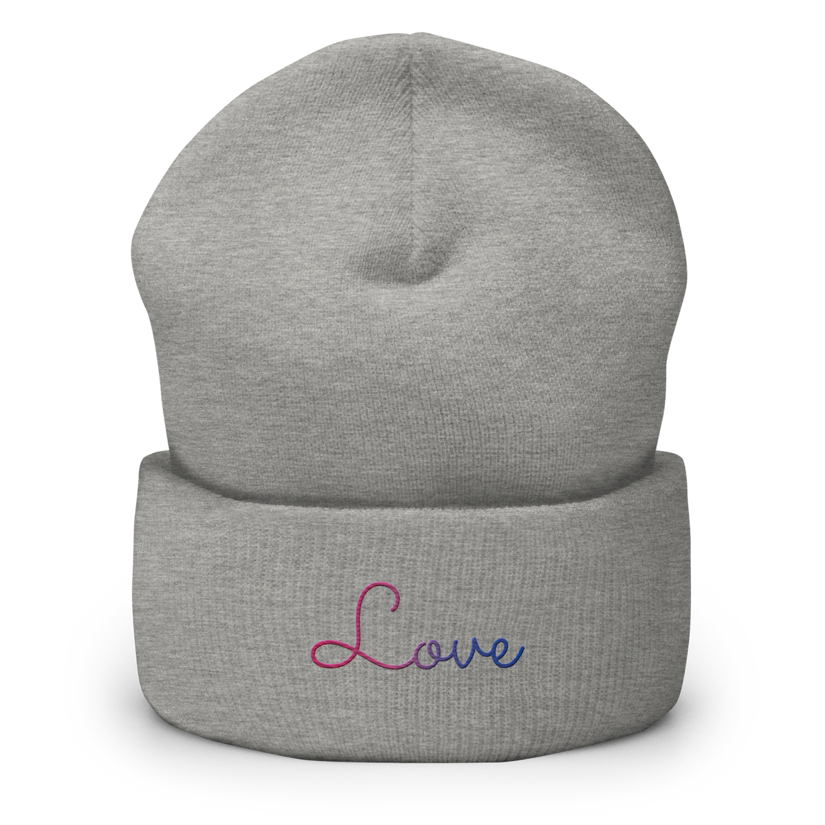 Bisexual Love Script Beanie: Ellegantly Embroidered Pride Hat