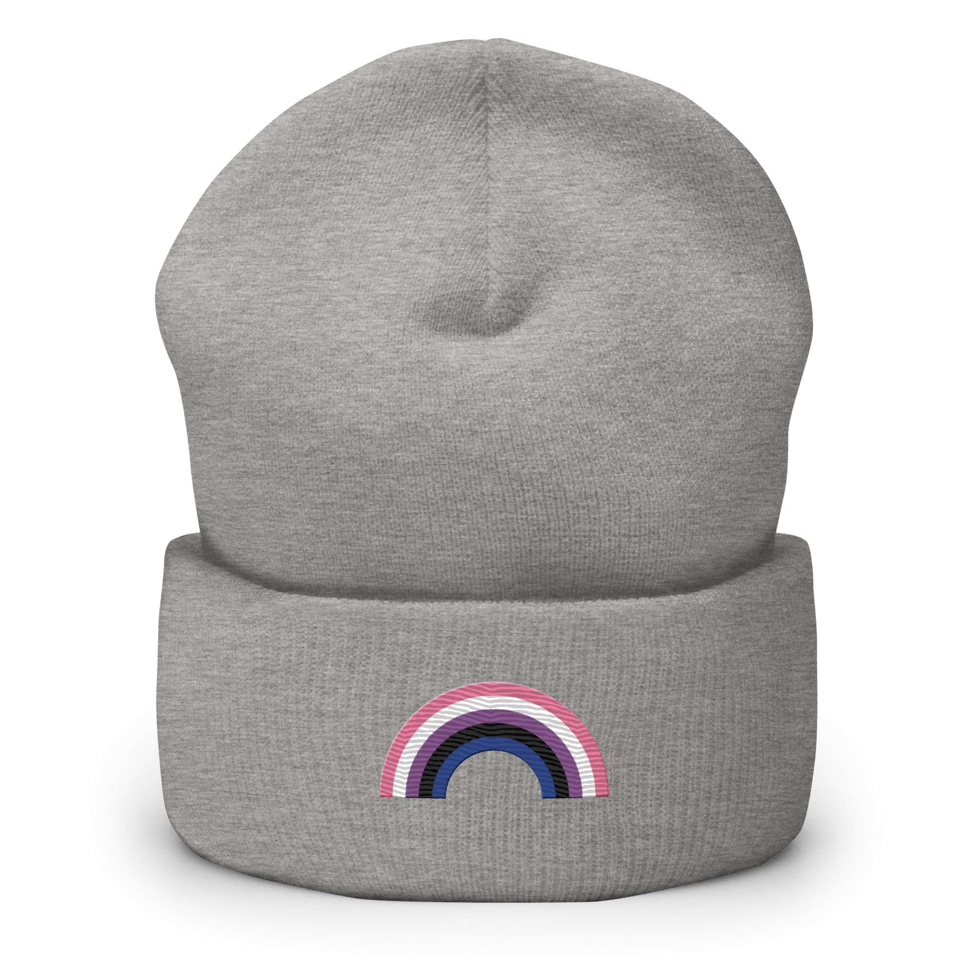Embroidered Genderfluid Rainbow Beanie: Pride Flag LGBTQ+ Design
