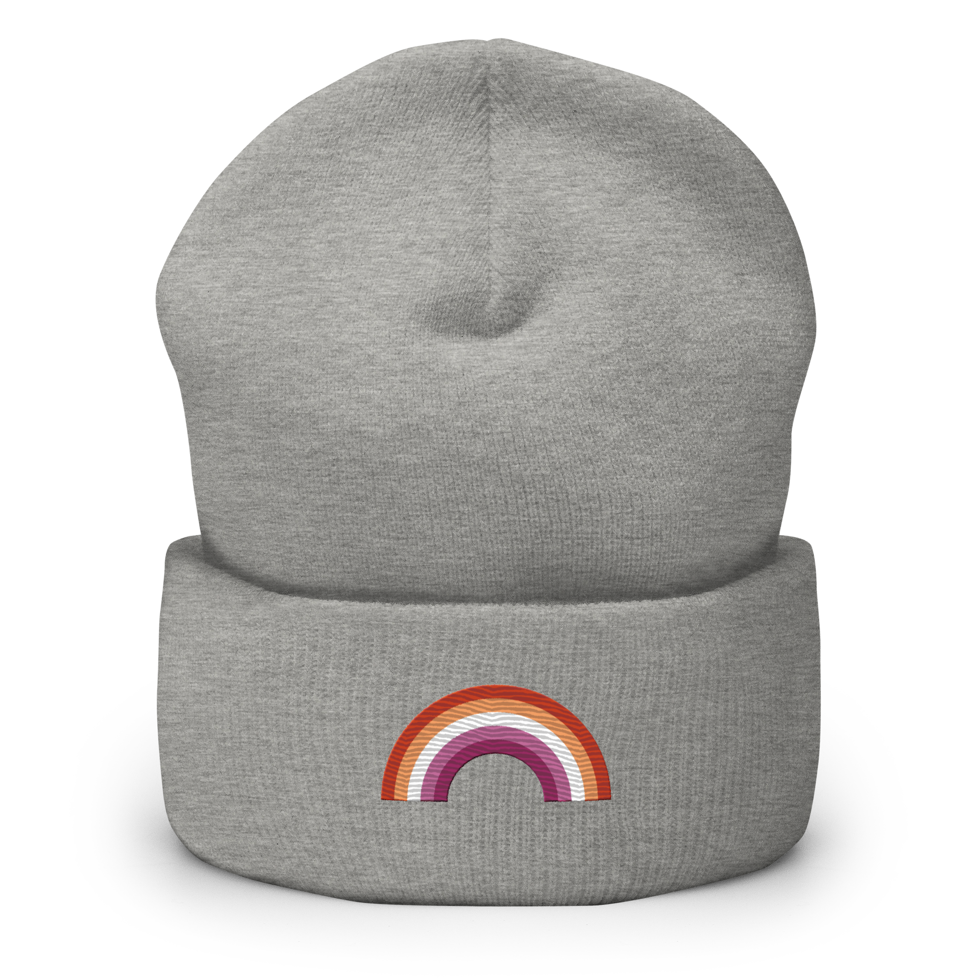 Embroidered Lesbian Rainbow Beanie: Pride Flag LGBTQ+ Design