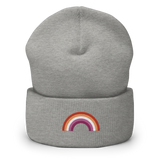 Embroidered Lesbian Rainbow Beanie: Pride Flag LGBTQ+ Design