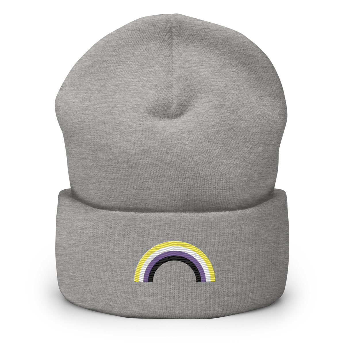 Embroidered Nonbinary Rainbow Beanie: Pride Flag LGBTQ+ Design