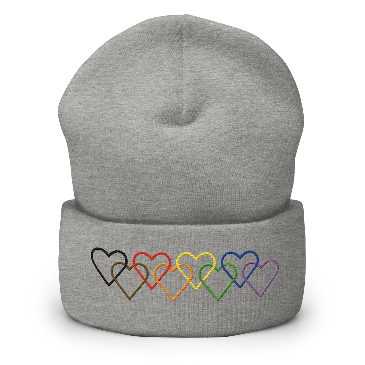 Philly Pride Beanie: Interlaced Heart Outlines Embroidered Hat