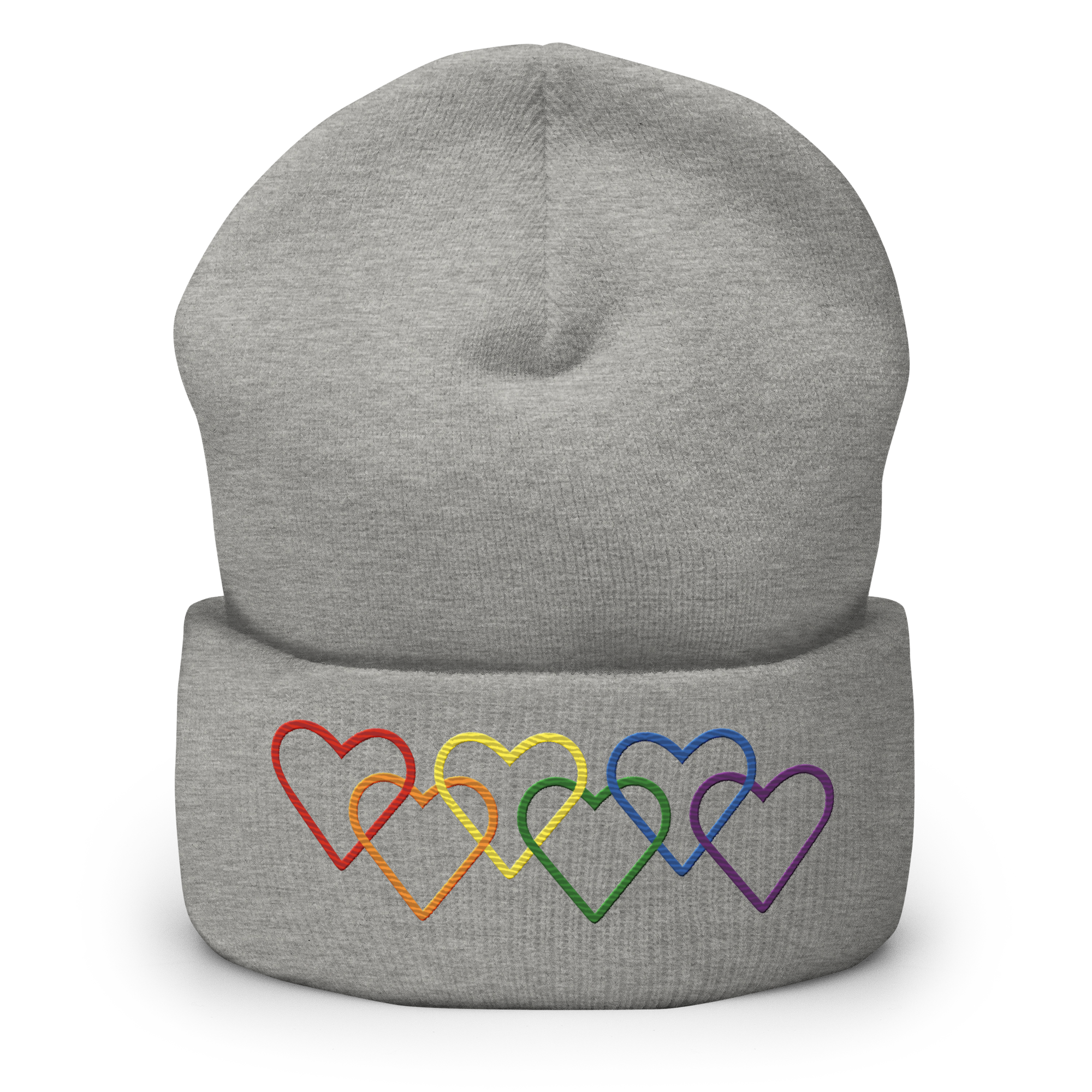 Pride Beanie: Interlaced Heart Outlines Embroidered Hat