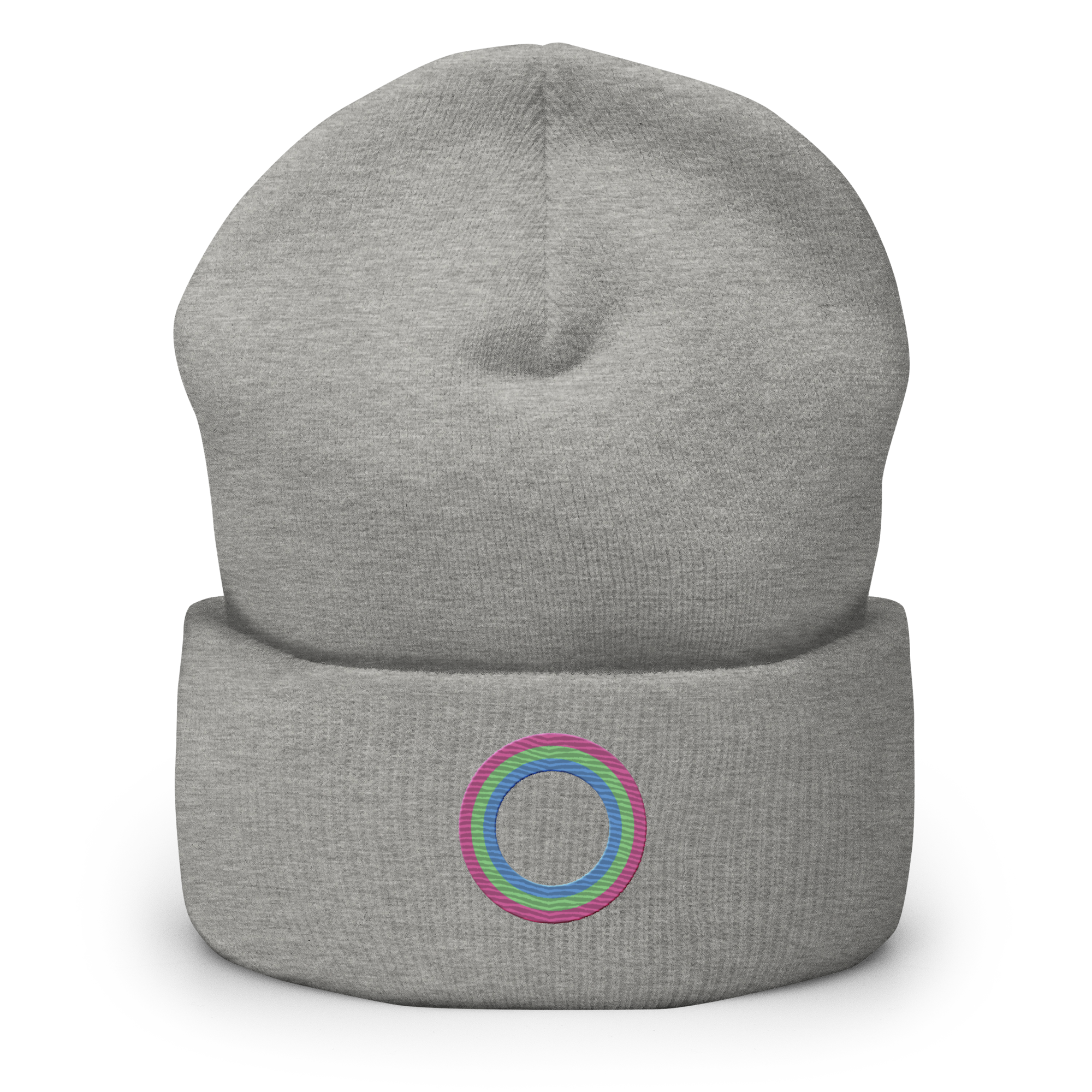 Embroidered Beanie: Polysexual Pride Ring Emblem Design