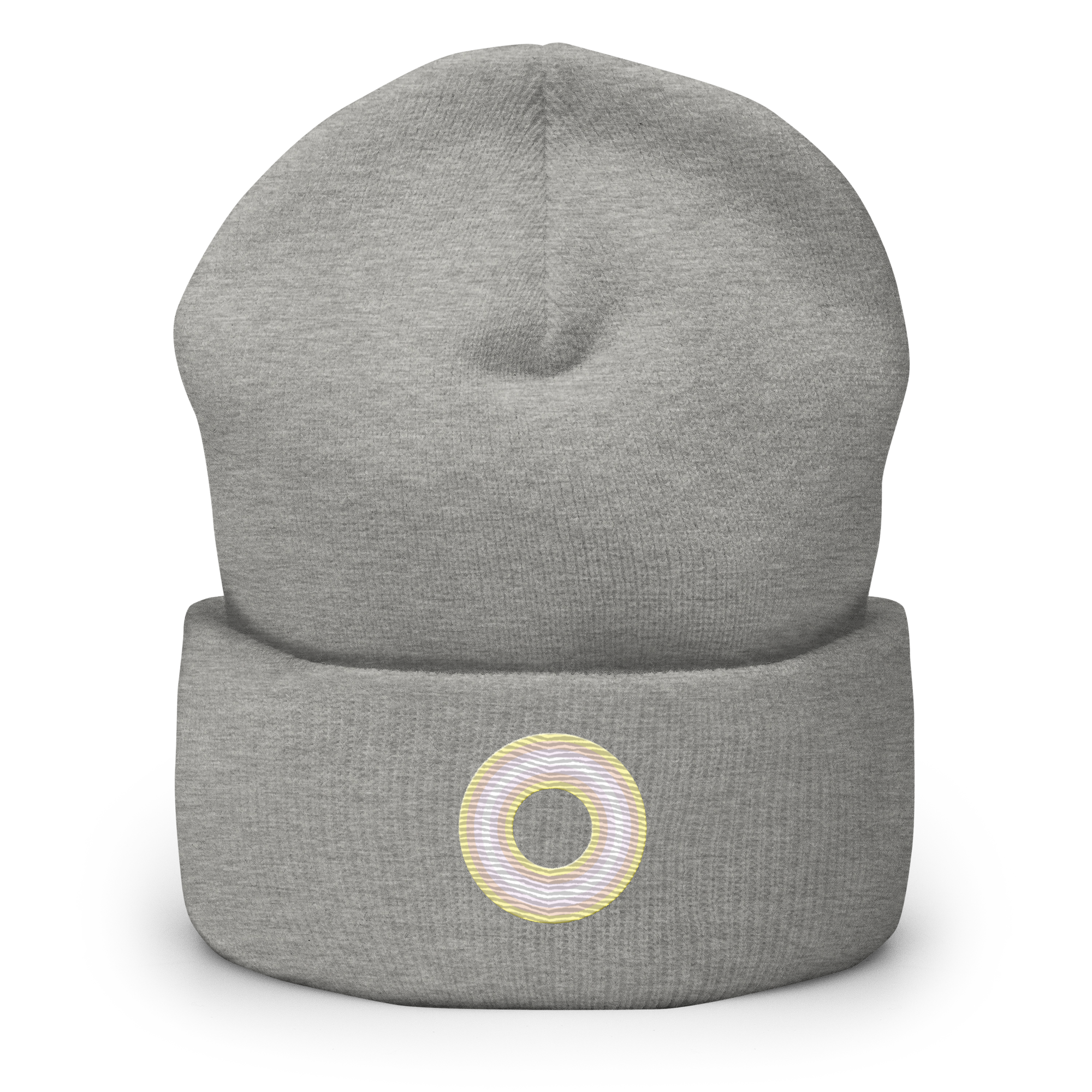 Embroidered Beanie: Pangender Pride Ring Emblem Design