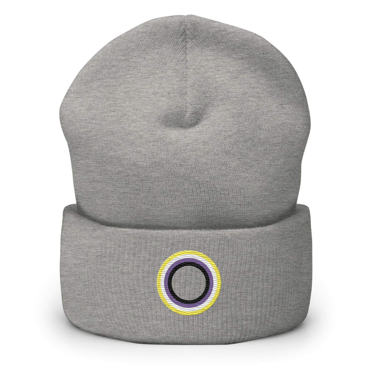 Embroidered Beanie: Nonbinary Pride Ring Emblem Design