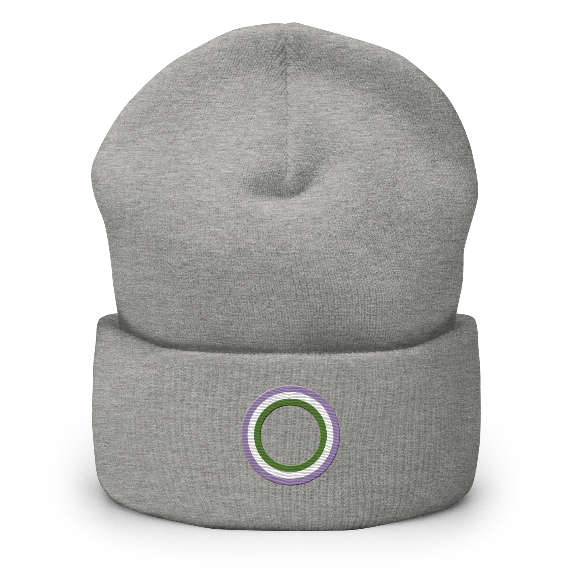 Embroidered Beanie: Genderqueer Pride Ring Emblem Design