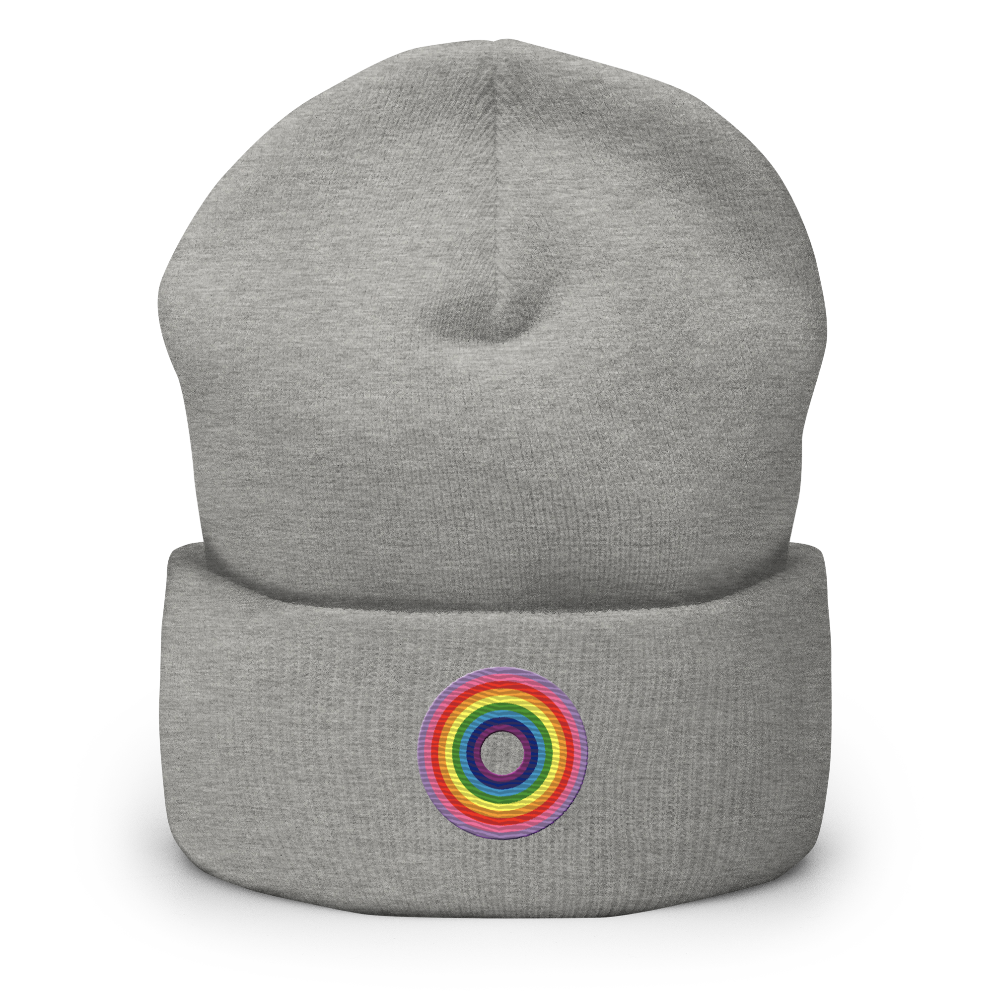 Embroidered Beanie: Gilbert Baker Pride Ring Emblem Design