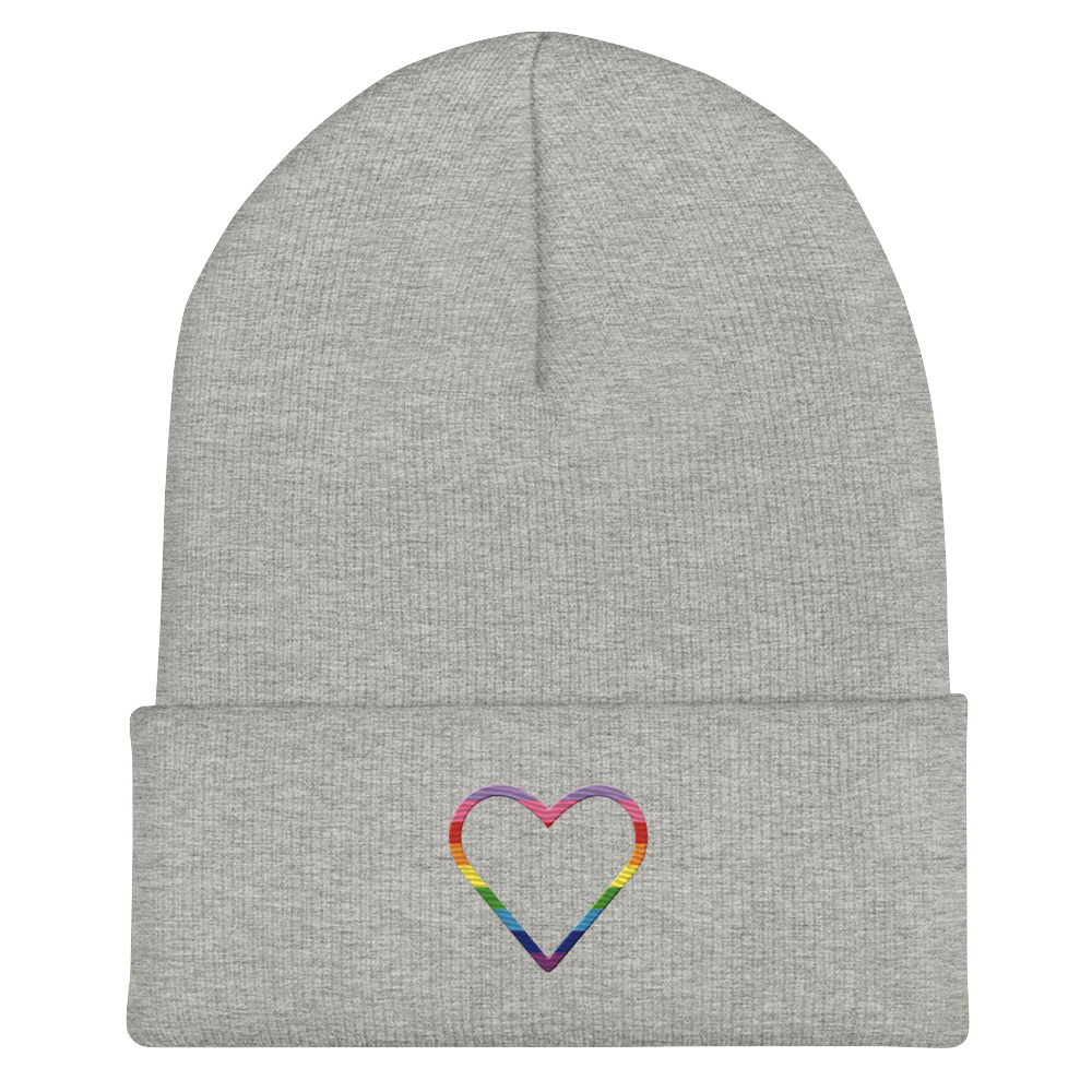 Gilbert Baker Pride Heart Beanie: Embroidered Pride Hat