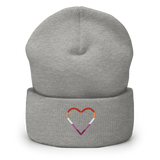 Lesbian Heart Beanie: Embroidered Pride Hat