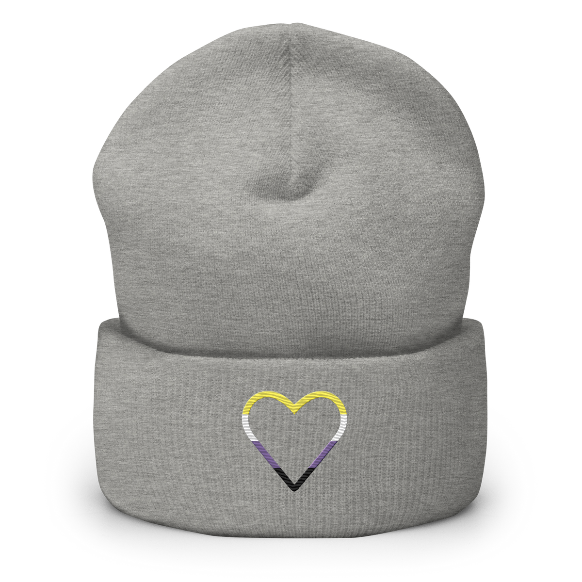 Nonbinary Heart Beanie: Embroidered Pride Hat