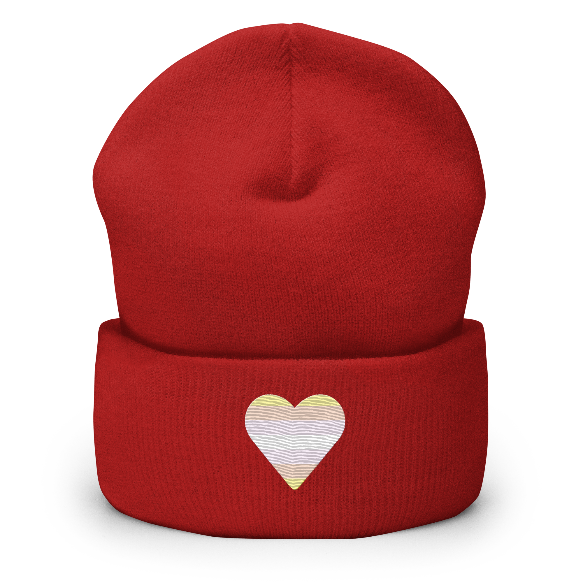 Pangender Flag Embroidered Heart Beanie: Celebratory LGBTQ+ Pride Design