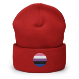 Genderfluid Flag Embroidered Circle Beanie: Celebratory LGBTQ+ Pride Design