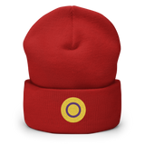 Intersex Flag Embroidered Circle Beanie: Celebratory LGBTQ+ Pride Design