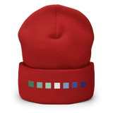 Embroidered Gay Pride Beanie: Pride Flag Horizontal Square Design