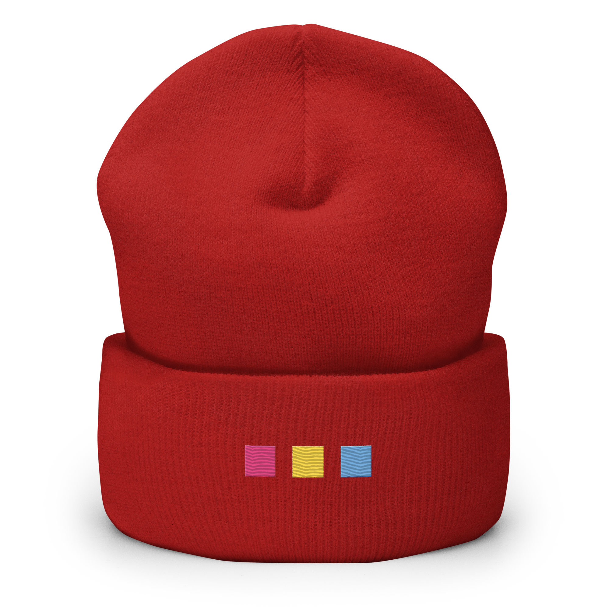 Embroidered Pansexual Beanie: Pride Flag Horizontal Square Design
