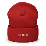 Embroidered Pansexual Beanie: Pride Flag Horizontal Square Design